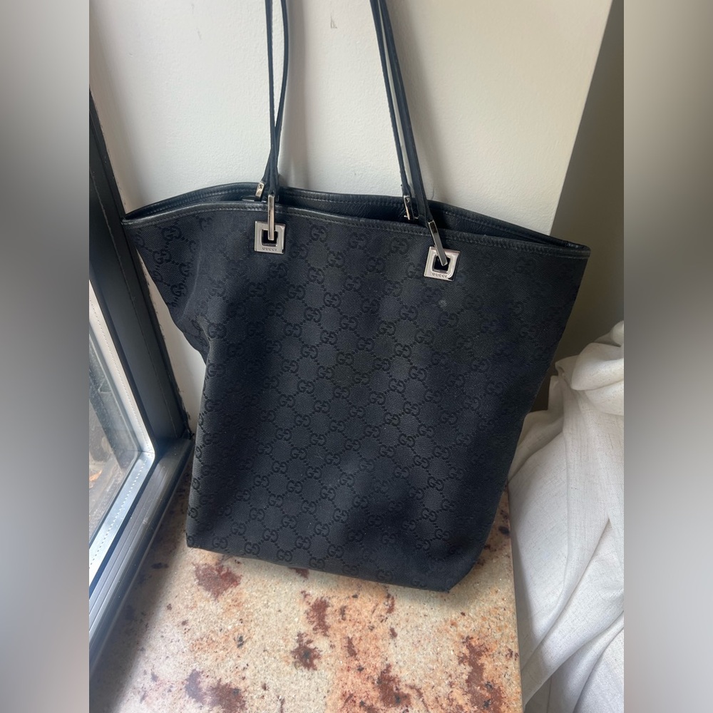 Gucci Black Structured Tote with Silver Hardware